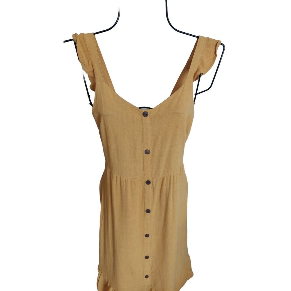 Monteau Linen Blend Midi Dress Ruffled Hem And Sleeves XS NWT - Picture 4 of 10